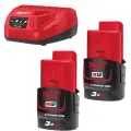 Aku nabíjecí sada Milwaukee M12 NRG-302, 2x Akumulátor M12 B3 + Aku nabíječka M12 C12 C, 4933451902