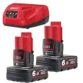 Aku nabíjecí sada Milwaukee M12 NRG-602, 2x Akumulátor M12 B6 + Aku nabíječka M12 C12 C, 4933451903