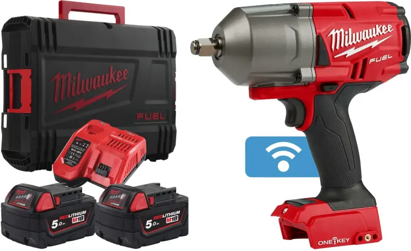 Aku 1/2" rázový utahovák Milwaukee M18 ONEFHIWF12-502X, ONEKEY, 1356 Nm, 2x aku M18 B5 + M12-18 FC + kufr, 4933459727
