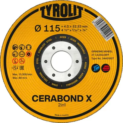 Hrubovací kotouč CERABOND X průměr 125x4 mm CA24Q-BFK Tyrolit (EDE80464125)