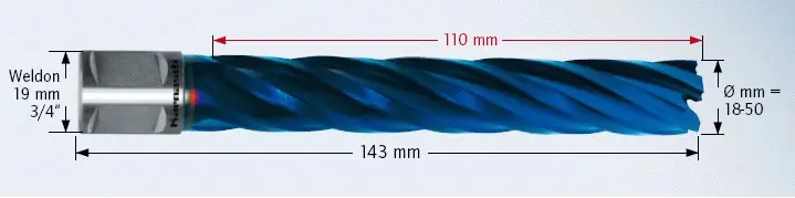 Jádrový vrták průměr 21 mm Karnasch BLUE-LINE 110 (hl. vrt. 110 mm, HSS-XE) (KAR20.1280-21)