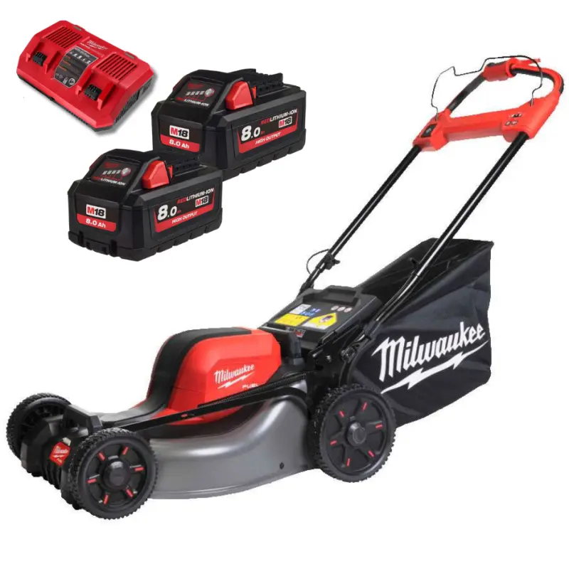 Aku sekačka na trávu Milwaukee M18 F2LM46-802, záběr 46 cm, s pojezdem, s košem, 2x Aku M18 HB8 + nabíječka M18 DFC, 4933492011 (MI4933492011)