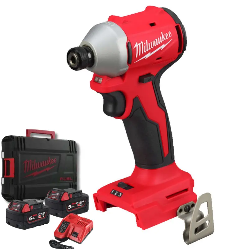 Aku 1/4" HEX rázový šroubovák/utahovák Milwaukee M18 BLIDR-502X, 190 Nm, 2x aku M18 B5 + M12-18 FC, 4933492843 (MI4933492843)