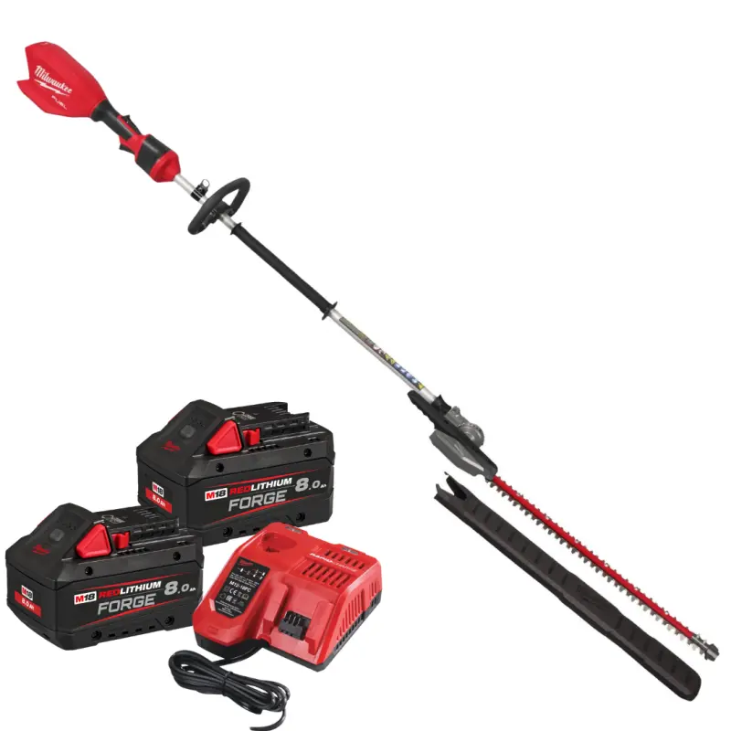 Aku prodloužené tyčové nůžky/plotostřih Milwaukee M18 FHETE22-802, délka 216 cm, lišta 60 cm, 2x Aku M18 FB8 + nabíječka M12-18 FC, 4933498516 (MI4933498516)