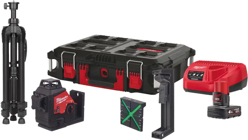 Laser Milwaukee M12 3PLSKIT-401P, 360° se zeleným paprskem a 3 rovinami 4933499379 (MI4933499379)