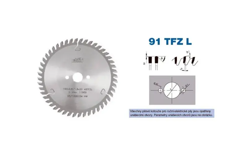 Pílový kotúč s SK pr. 160 x 2,8/1,8 x 20 - 48 TFZ L, typ 22 5391 (PI22539116048TFZL)