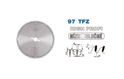 Pílový kotúč s SK pr. 250 x 3,2/2,2 x 30 - 60 TFZ L HP, typ HP 22 5397 (PI225397TFZHP2503060)