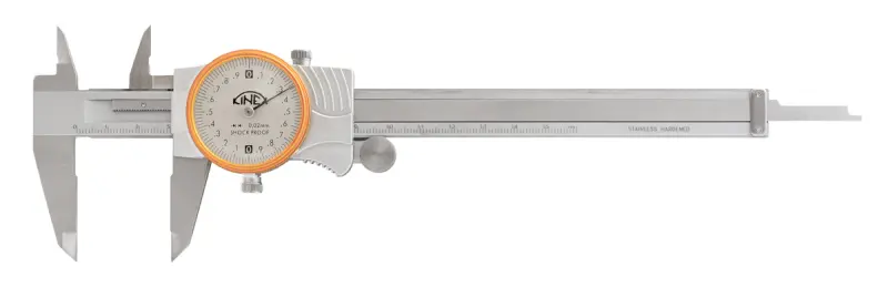 Posuvné měřítko s číselníkovým odchylkoměrem KINEX 200 mm, 0,02 mm, nárazuvzdorný, ČSN 25 1235, DIN 862 (KI6013-02-200)
