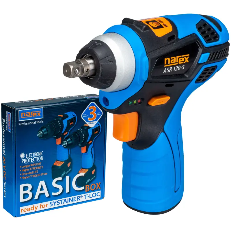 Aku montážní rázový utahovák 12V e-POWER Narex ASR 120-S BASIC Box (139 Nm) (NA65405473)