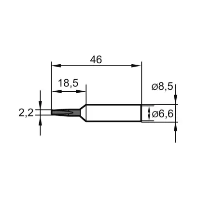Letovacie hrot, dlátový predĺžený 0832KDLF 2,2mm Ersa (EDE91500041)