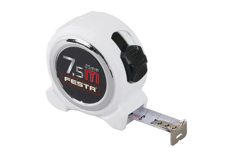 Meter zvinovací FESTA 7,5 m x 25 mm BIELÝ (L11260)