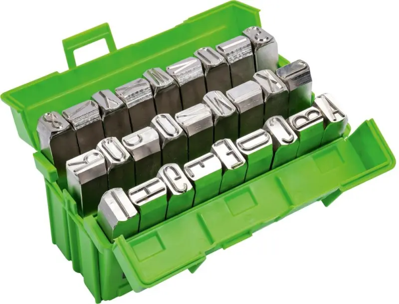 Sada raznice s písmeny po niklování, výška písma 2m m TURNUS