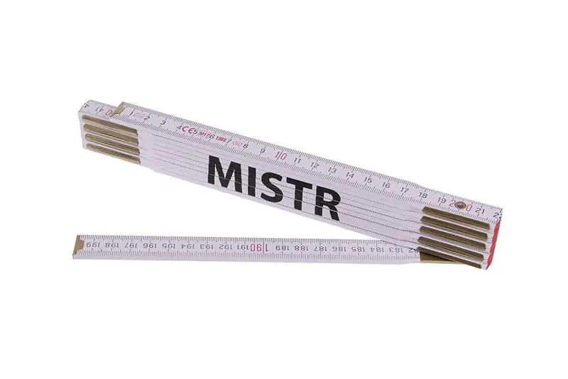 Skladací meter 2m MISTR (PROFI, biely, drevo), Levior 13469 (L13469)