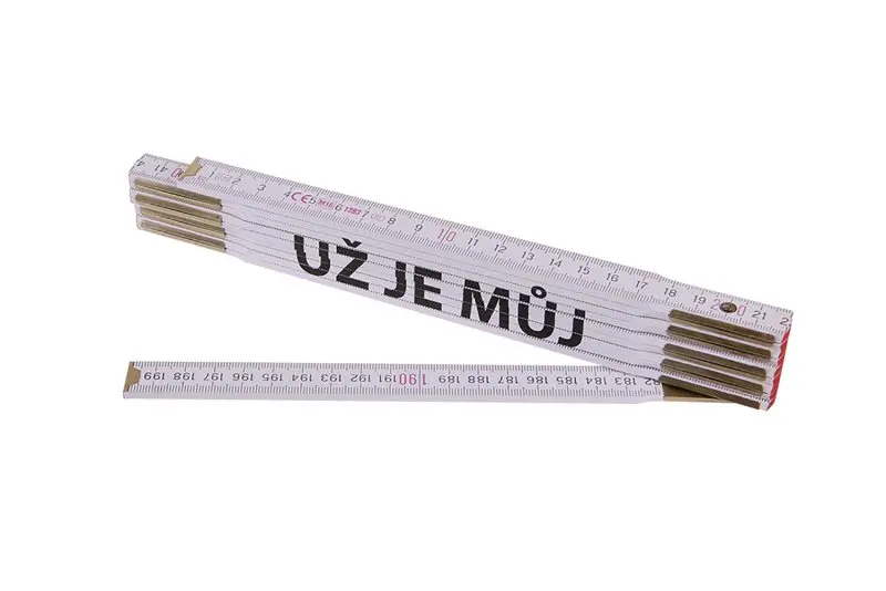 Skladací meter 2m UŽ JE MÜJ (PROFI, biely, drevo), Levior 13472 (L13472)