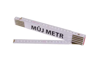 Skladací meter 2m MÜJ METR (PROFI, biely, drevo), Levior 13473 (L13473)