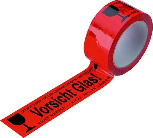 Lepicí páska PVC 50mmx66m "Opatrně sklo" ve 4 jazy cích