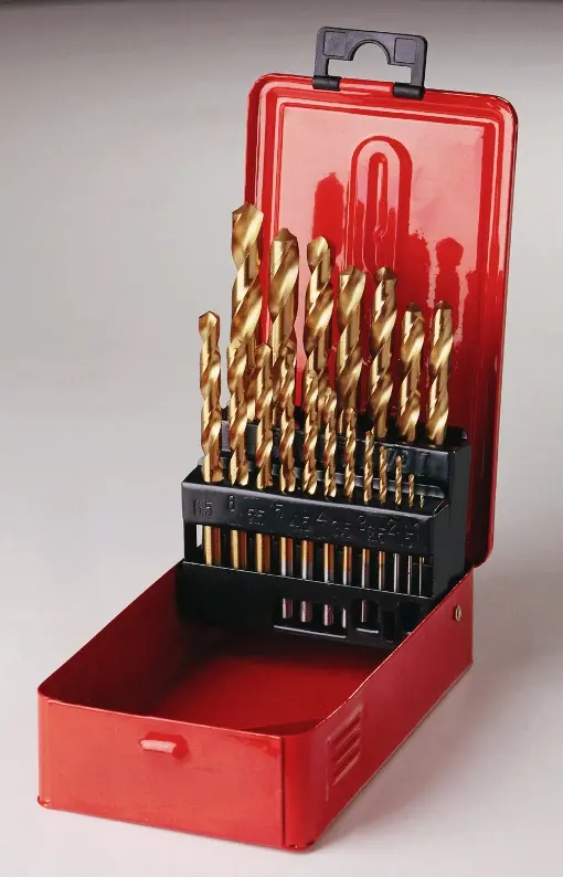 Vrtáky 1 ÷ 10 mm Falti HSS TiN v kovové kazetě Sada 19 dílů po 0,5 mm (FALTIE039401919)