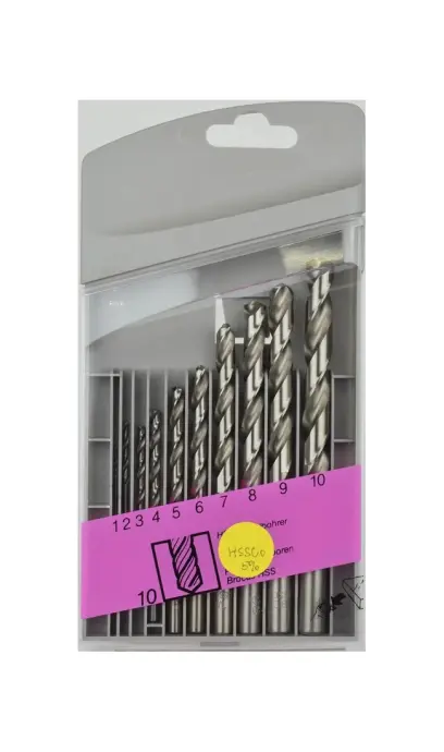 Kobaltové vrtáky HSSCo5 1 ÷ 10 po 1 mm Falti E79000101, DIN 338 RN, E7 (Sada 10 dielov) (FALTIE79000101)