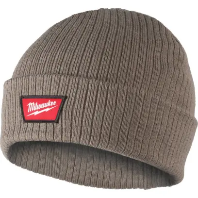 Čepice Milwaukee BNC BR, hnědá pletená/žebrovaná tkanina, 4932499384