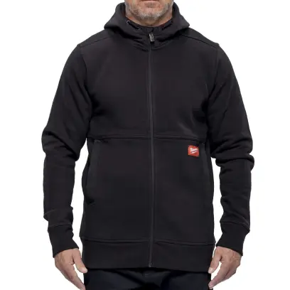 Pracovní mikina s kapucí Milwaukee GRIDIRON WHZ BL XL, černá, velikost XL, se zipem, 4932499390