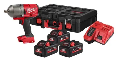Aku 1/2" rázový utahovák Milwaukee M18 ONEFHIWF12-553P, 1356 Nm, ONE-KEY, 3x aku M18 HB5 + M12-18 FC + Packout Box, 4933478789