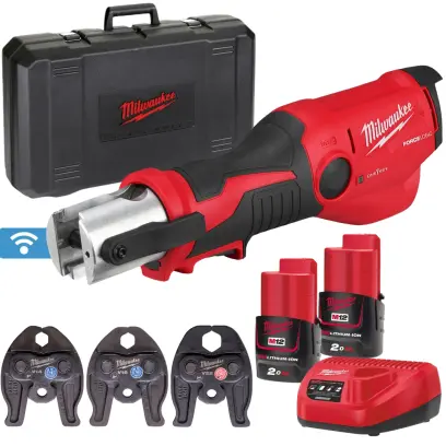 Aku hydraulický lis Milwaukee M12 ONEHPT-202C V-SET2, ONE-KEY, 2x aku M12 B2 + M12 C12 C + kufr + čelisti, 4933481035