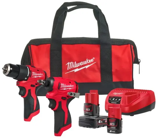 Aku sada Milwaukee M12 BLPP2B-422B, M12 BLPDRC-0 + M12 BLIDRC-0 + M12 B2 + M12 B4 + C12 C + taška, 4933500425