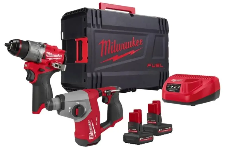 Sada aku nářadí Milwaukee M12 FPP2BG2-502X, 2x aku M12 HB5 + C12 C + kufr