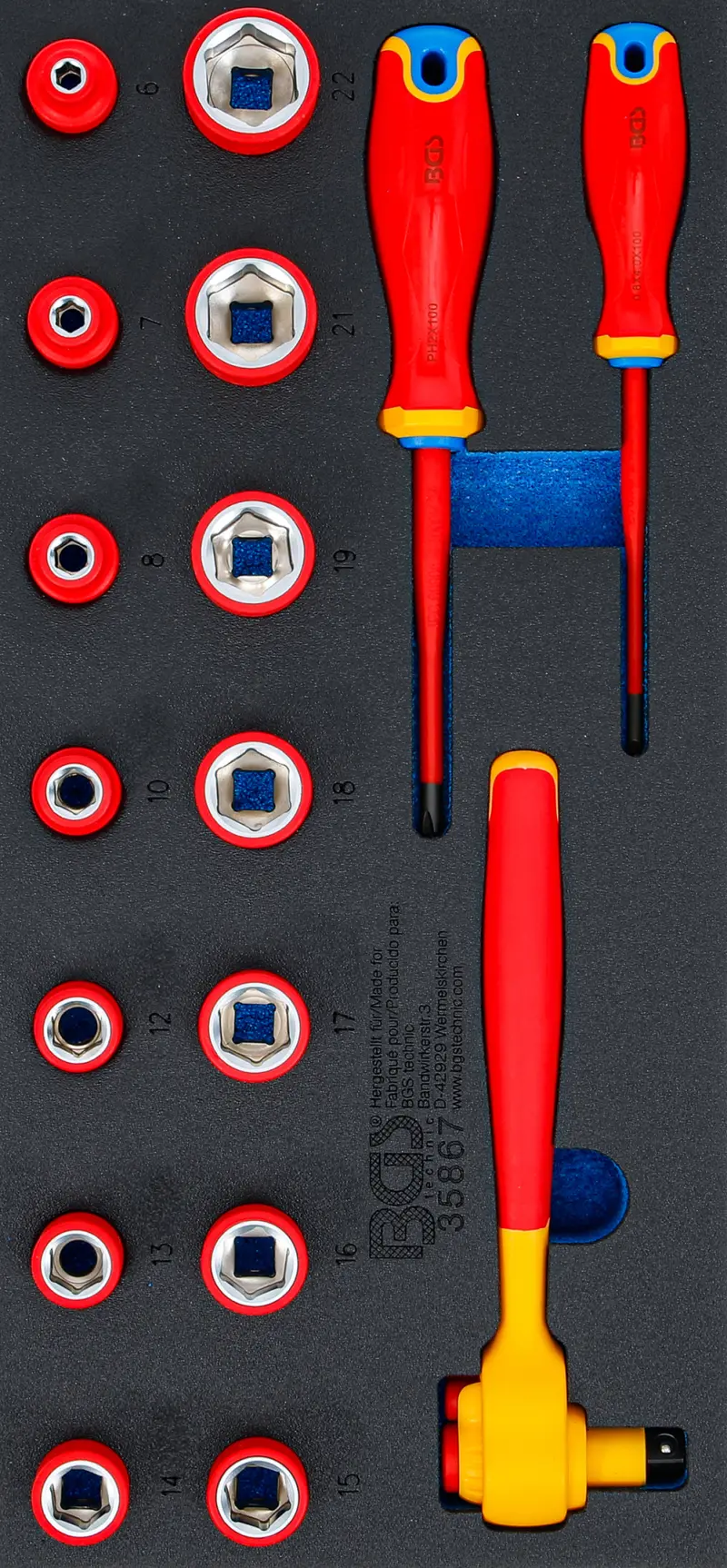 Vložka do díl.voz. 1/3: BGS 35867 Šroubováky a gola sada 3/8". VDE (Sada 17 ks) (BGS1035867)