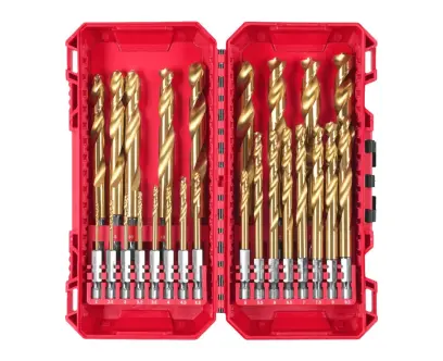 Vrtáky HSS-G do kovu Milwaukee  SHOCKWAVE IMPACT DUTY TiN Red HEX 1/4