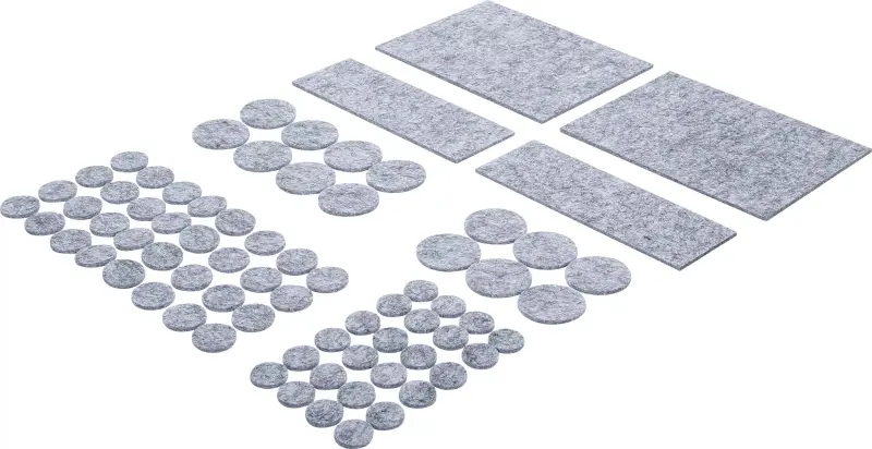 Plstěné kluzné prvky Kraftmann - šedý melír BGS 80702. Sada 80 ks (BGS1080704), BGS1080702