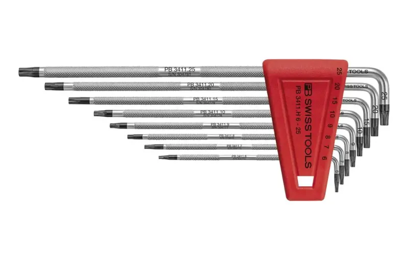 Zástrčné kľúče T6-T25 SAFETY v plastovom držiaku - 8 ks. PB Swiss Tools PB 411.BH 6-25 (EDE59090900))