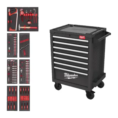 Dílenská skříň Milwaukee TOOLGUARD™ 63 cm - 7 zásuvek. 3 zásuvky včetně univerzálního nářadí - 131 ks (MI4932500741)