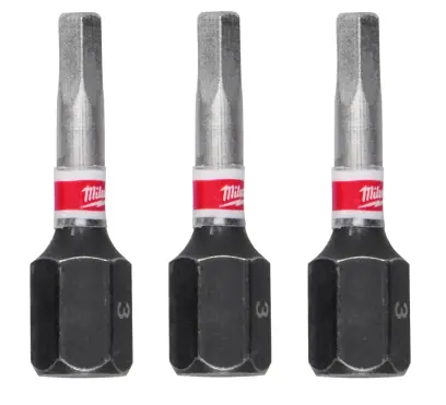 238444-sroubovaci bity milwaukee hex3 x 25 mm shockwave impact duty (3 ks) mi4932500379