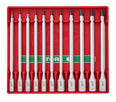 Sada prodloužených hlavic s bity Torx Milwaukee 1/4″ a 3/8″