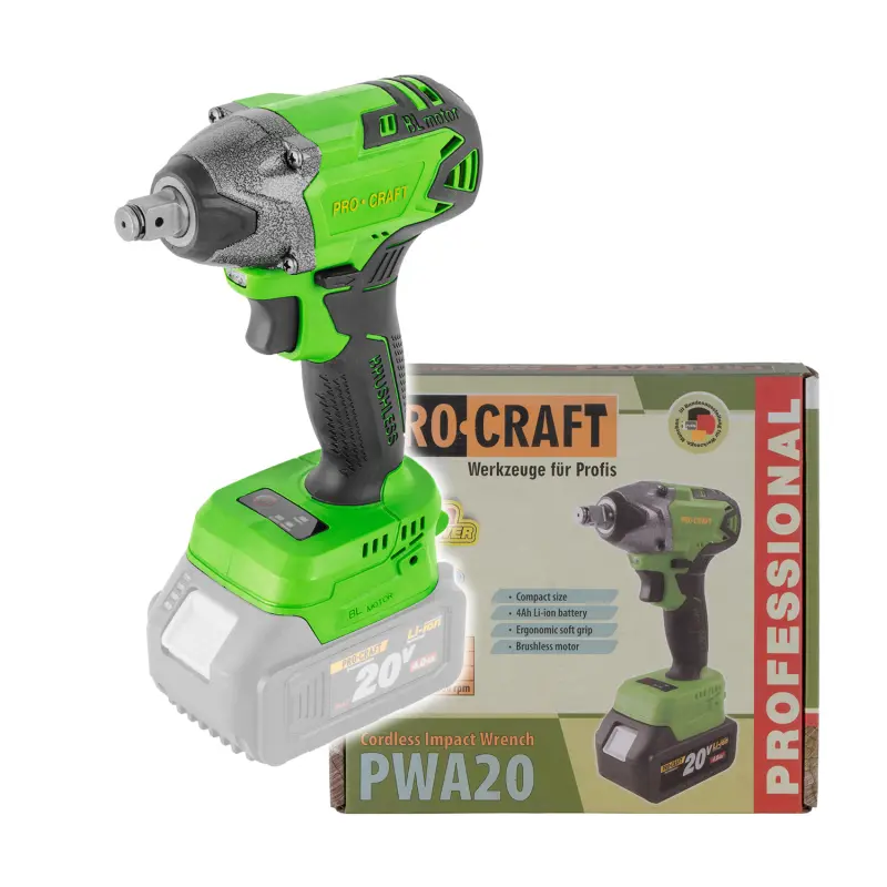 Aku rázový uťahovák Procraft PWA20 bez akumulátora a nabíjačky | PWA20