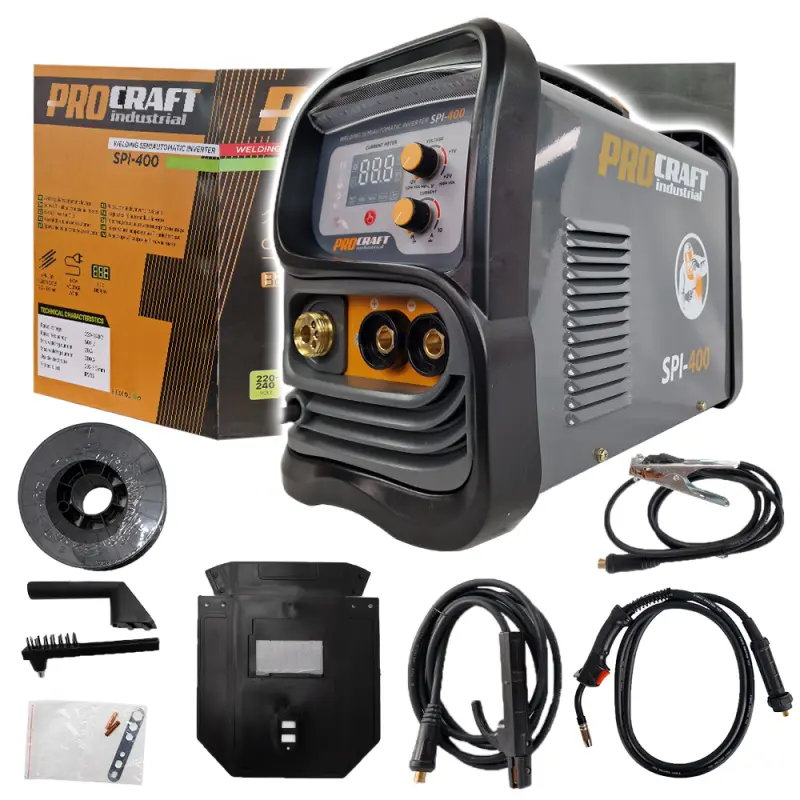 Zvárací poloautomatický invertor (CO2) MIG/MAG, MMA Procraft SPI-400 (20-200A) | SPI-400