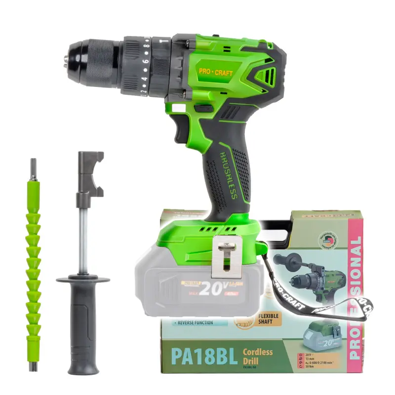 Aku vŕtací skrutkovač s príklepom Procraft PA18BLbb | PA18BL-BB