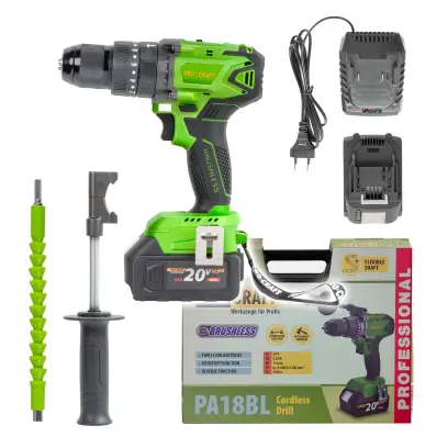 Aku vŕtací skrutkovač s príklepom Procraft PA18BL 1 batéria | PA18BL 1B