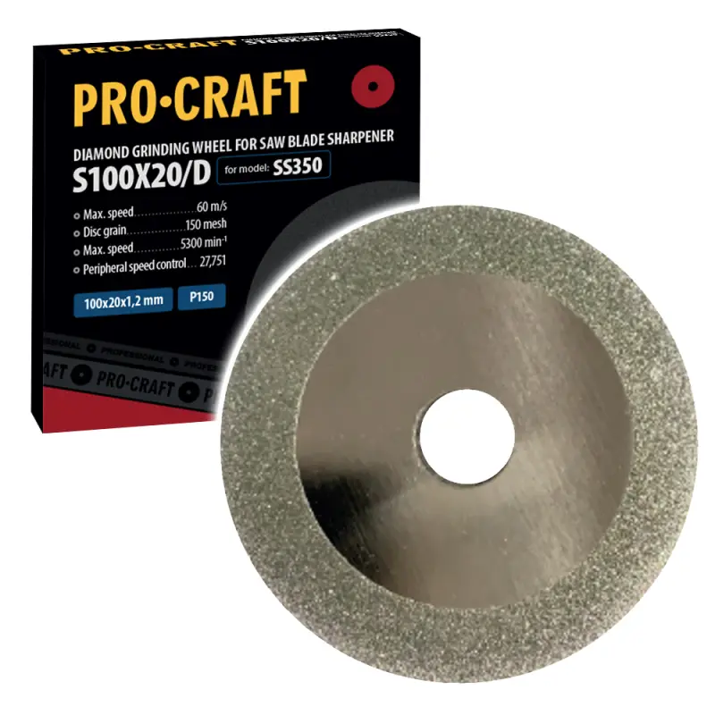 Brúsny kotúč pre ostričku pílových kotúčov Procraft S100X20/D /SS350 | S100X20/D