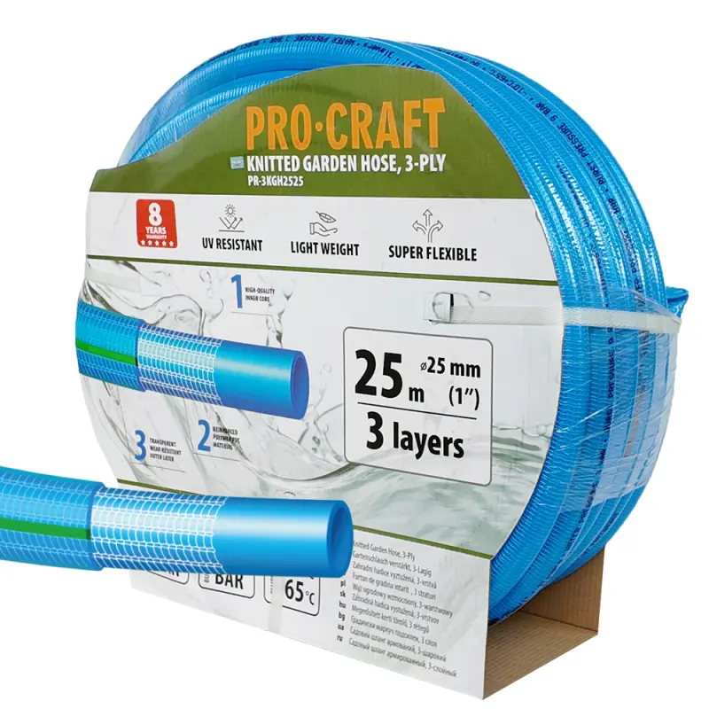 Modrá zahradní hadice Procraft PR-3KGH2525 3 vrstvy, 1" 25 m (PRCPR-3KGH2525)