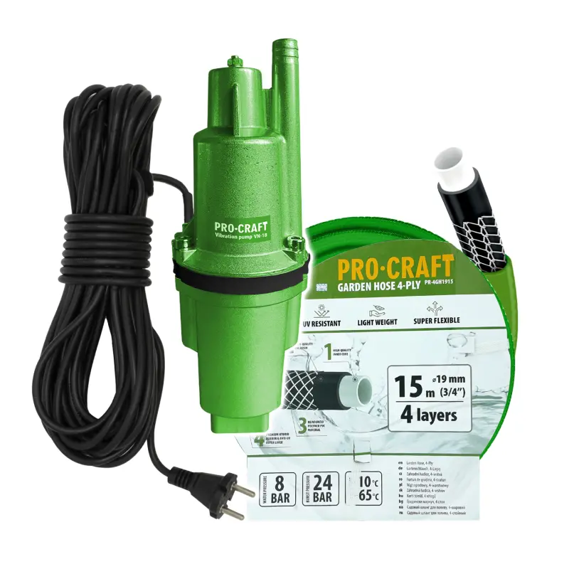 Vibračné čerpadlo Procraft VN-18 súprava s hadicou 15m 3/4" PR-4GH1915 | SVN-18