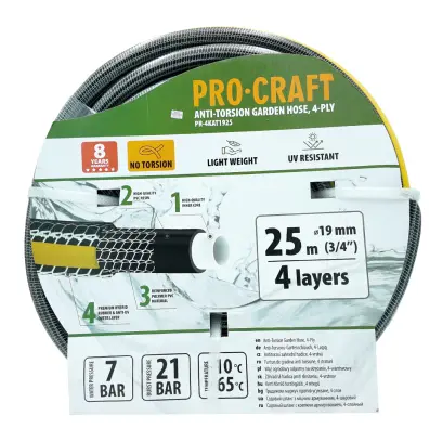 Černo-žlutá zahradní hadice Procraft PR-4KAT1925 (PRCPR-4KAT1925)