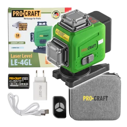 Laser zelený liniový, křížový samonivelační Procraft LE-4GL (PRCLE-4GL)