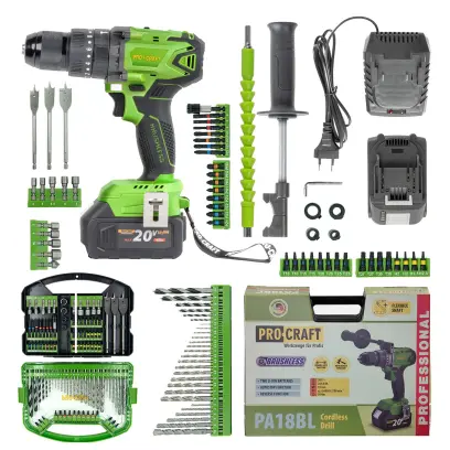 Aku vŕtací skrutkovač s príklepom Procraft SPA18BL Brushless so sadou bitov DBS-101 | SPA18BL/DBS101