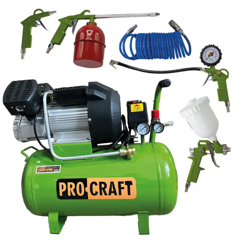 Kompresor Procraft AC52-2 a set príslušenstva ku kompresoru 5 ks | SAC52-2/KIT-5C