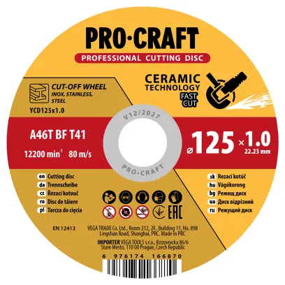 Keramický rezný kotúč Procraft YСD115x1.2 | YCD115x1.2