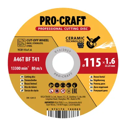 Keramický rezný kotúč Procraft YСD115x1.6 | YCD115x1.6