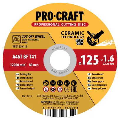 Keramický rezný kotúč Procraft YСD125x1.6 | YCD125x1.6