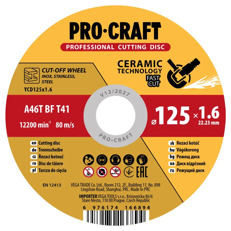 Keramický rezný kotúč Procraft YСD125x1.6 | YCD125x1.6